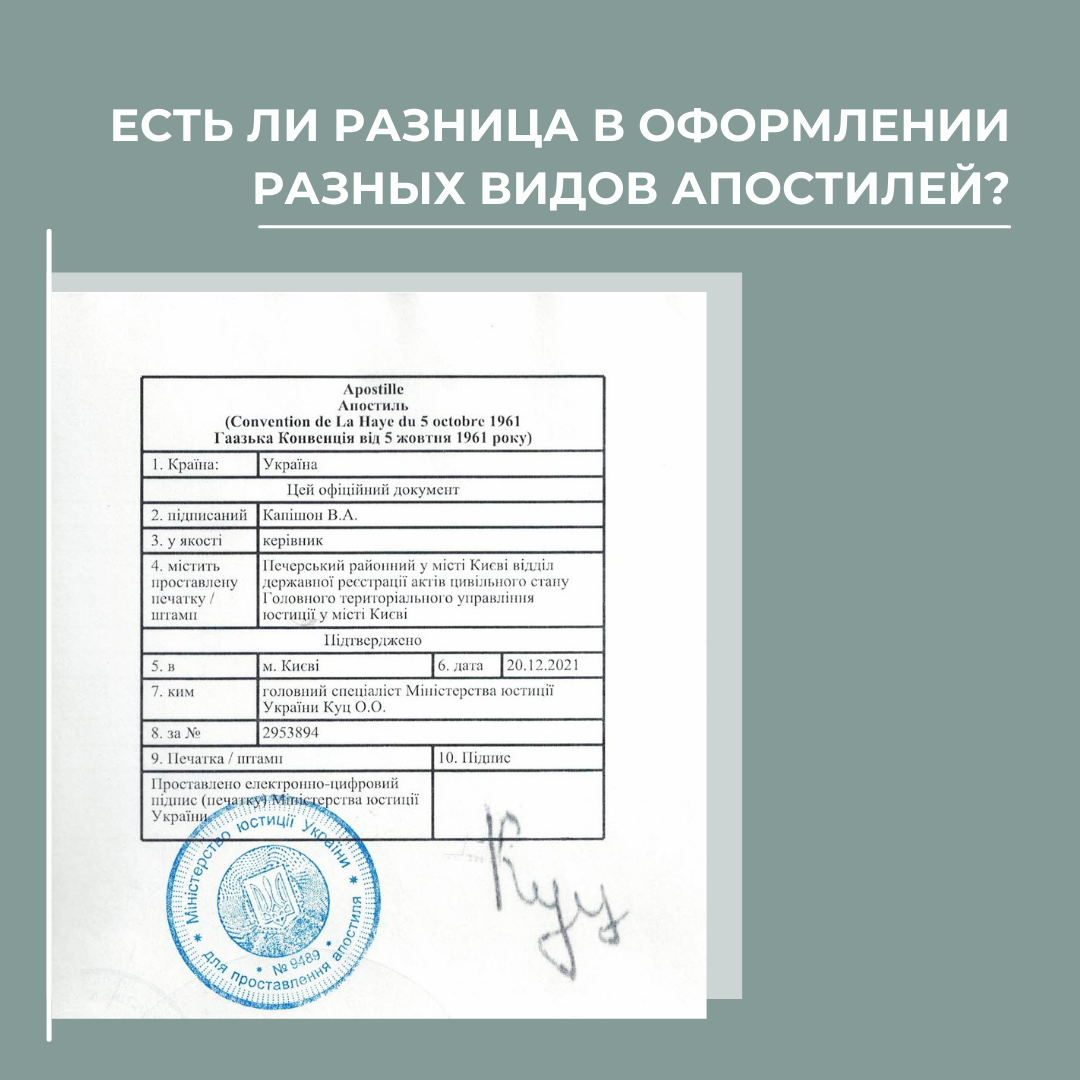Есть ли разница в оформлении разных видов апостилей?