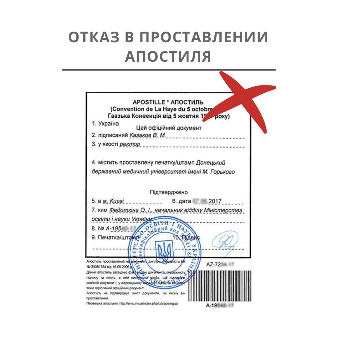 Когда могут отказать в проставлении печати Апостиль?